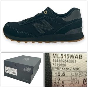 New Balance 515 Black Gum Canvas Suede Sneakers Shoe's Mens ML515WAB - 10.5